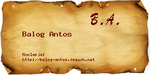 Balog Antos névjegykártya